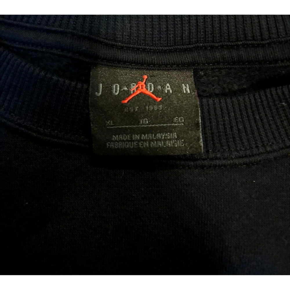 Jordan Crewneck Sweatshirt Mens XL Black Excellent Jumpman Logo Fleece Pullover - Picture 3 of 3
